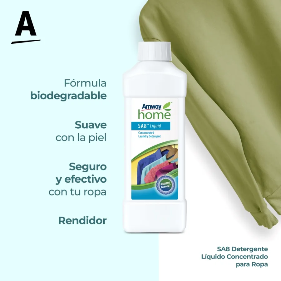 SA8 Detergente Líquido Concentrado para Ropa de Amway Home, producto Amway disponible en Bogotá