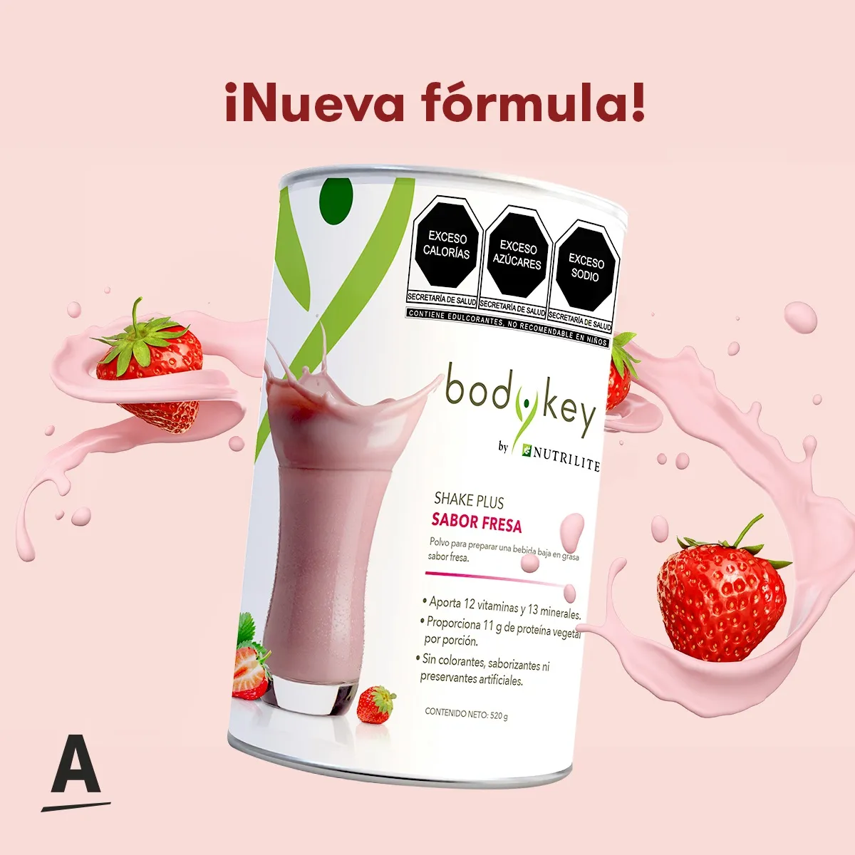 Shake Plus Sabor Fresa Bodykey Nutrilite