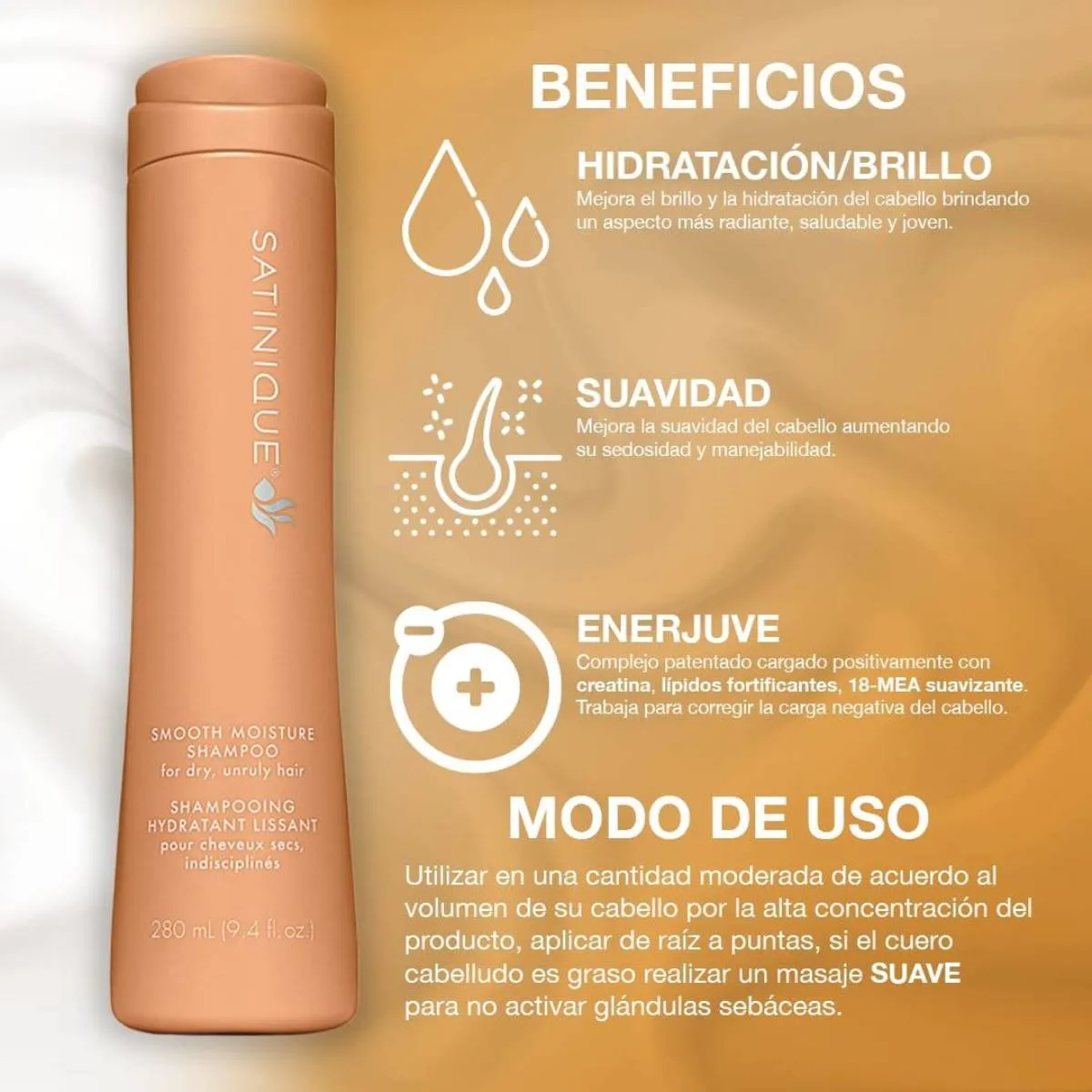 Shampoo Hidratación y Suavidad Satinique